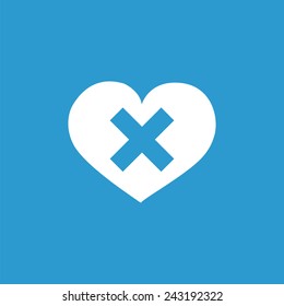 heart plaster icon, isolated, white on the blue background. Exclusive Symbols 