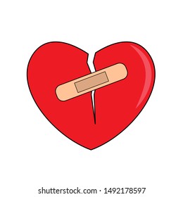 heart with plaster vector ,broken heart illustration