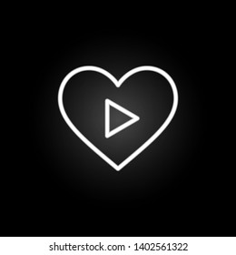 heart play button neon icon. Elements of Heartbeat set. Simple icon for websites, web design, mobile app, info graphics