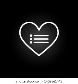 heart play list of music neon icon. Elements of Heartbeat set. Simple icon for websites, web design, mobile app, info graphics
