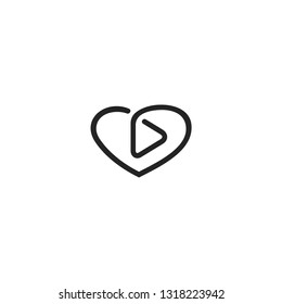 heart play love logo vector icon illurtration