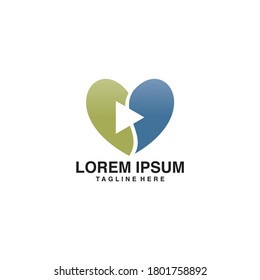 Icono de Ilustración del logotipo del logotipo del logotipo de Heart With Play Media