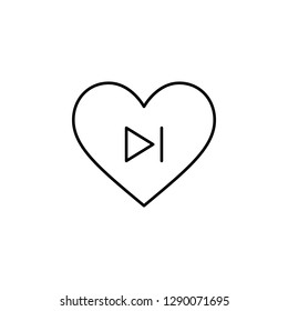 heart play next button icon. Element of Valentine's Day icon for mobile concept and web apps. Detailed heart play next button icon can be used for web and mobile