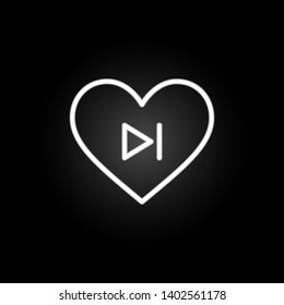 heart play next button neon icon. Elements of Heartbeat set. Simple icon for websites, web design, mobile app, info graphics