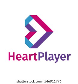 heart player ribbon symbol logo icon design template