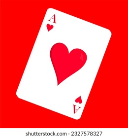 As Heart playing card vector on red background