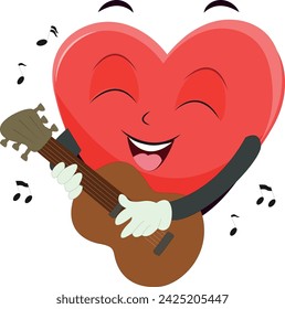 Heart playing guitar in happy mood