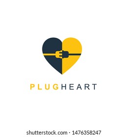 Heart Plug Flat Logo. Modern logo isolated on white background. Simple vector illustration for graphic or web design.