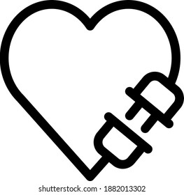 Heart with plug icon, vector illustration	