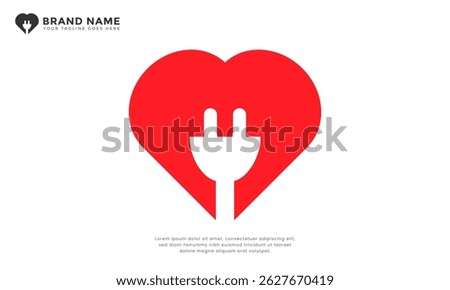 Heart plug logo. modern logo merging heart with plug. Represents the power of love, vital power, vital energy, connection, tech heart or technological heart.