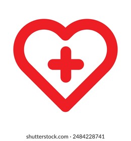 Heart plus icon design in filled and outlined style
