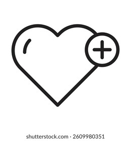 Heart plus icon Line Art Logo set