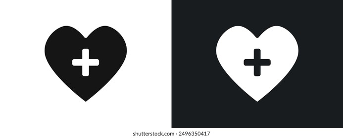 Conjunto de Vector de gráficos lineales Heart plus en negro