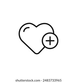 Heart Plus Icon Outline Kollektion in Schwarz
