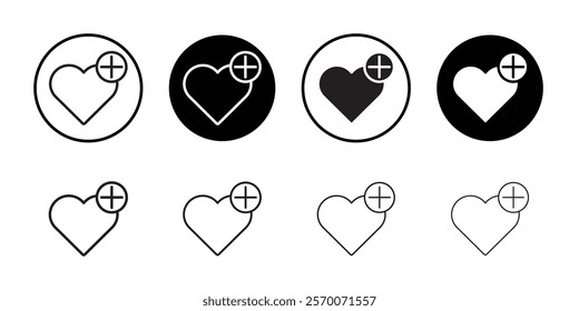 Heart plus icon Outline vector for web ui