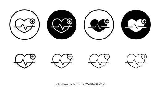 Heart plus icon Simple outline vector logo