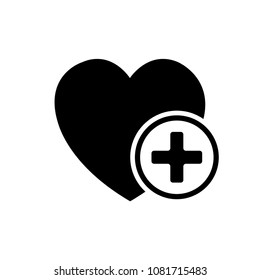 heart with plus icon vector