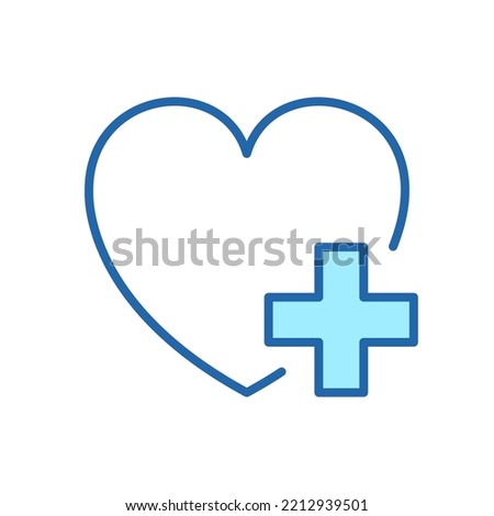 Heart with Plus Line Icon. Donation Concept. Charity and Humanitarian Aid Linear Pictogram. Healthcare Assistance Outline Icon. Editable Stroke. Isolated Vector Illustration.