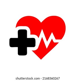 Herz mit dem Plus-Line-Symbol. lineares Stilzeichen für mobiles Konzept und Webdesign. Fügen Sie das Vektorsymbol des Lebensherzkegels hinzu. Symbol, Logo-Abbildung. Vektorgrafik