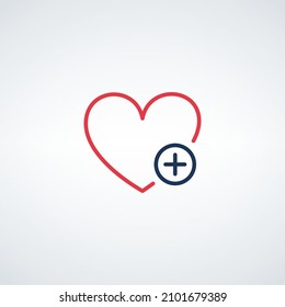 icono de corazón más linealidad. Añadir a favoritos. botón de adición de corazón. Trazo editable. Ilustración vectorial de acciones aislada