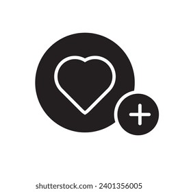heart with plus, pozitive, wishlist icon, simple illustration on white backgrounnd..eps