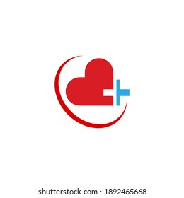 heart with plus sign, Blood logo icon design vector illustration template