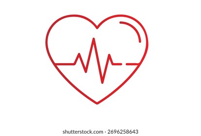 Corazón con signo positivo y latido del corazón aislado sobre fondo blanco