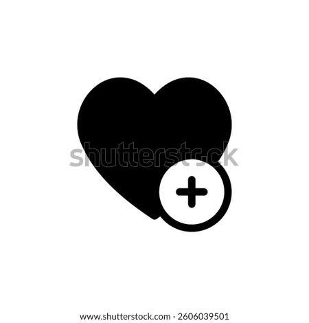 Heart with plus sign inside a circle. Symbolizing adding to favorites, adding to a wishlist, or expressing a positive sentiment. Suitable for web design, app interfaces, and graphic design projects	