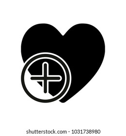 heart and plus. simple silhouette