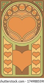 Poker de corazón jugando nouveau cartas de arte, ilustración vectorial	