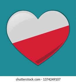 heart with poland flag vector symbol illustration
