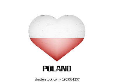 Heart with polish national flag colors. Flag of Poland in the form of a heart made on an isolated background. Design pattern for greeting card on an Valentines day. Vector illustration