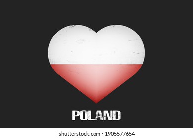 Heart with polish national flag colors. Flag of Poland in the form of a heart made on an isolated background. Design pattern for greeting card on an Valentines day. Vector illustration
