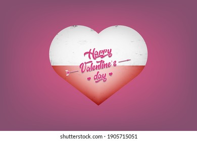 Heart with polish national flag colors. Flag of Poland in the form of a heart made on an isolated background. Design pattern for greeting card on an Valentines day. Vector illustration