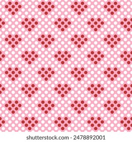 Heart polka dot seamless pattern vector. Simply and classic geometric pattern. Sweet valentine heart background. Minimal design for print, wrapping, paper, card, cover, fabric, kid cloth, decor.
