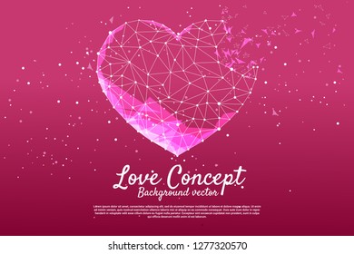Heart with polygon dot connect line style. valentine's day and love theme banner and poster