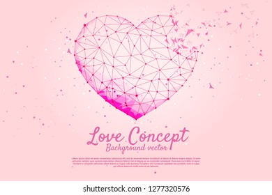 Heart with polygon dot connect line style. valentine's day and love theme banner and poster