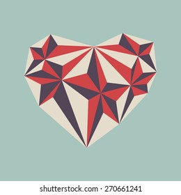 Heart polygon. Geometric heart symbol. Vector illustration.