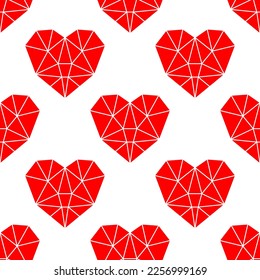 Heart polygon seamless pattern. Valentine's day pattern. Love wallpaper paper, textiles.