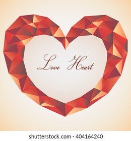 Heart in a polygon style in red tones
