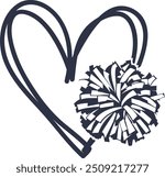 Heart Pompom, Cheerleader, Cheerleading, Cheer Pom Poms Vector