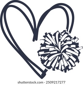 Heart Pompom, Cheerleader, Cheerleading, Cheer Pom Poms Vector