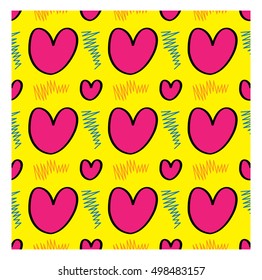 Heart pop art seamless pattern, Background Vector.