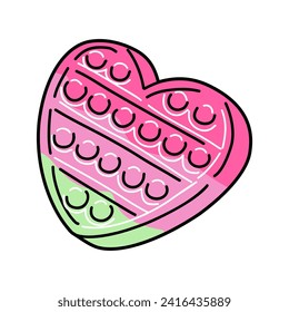 Heart Pop It game illustration vector in pink and green lines with white background