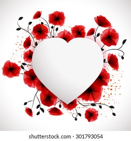 Heart poppies background