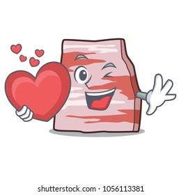 With heart pork lard mascot cartoon