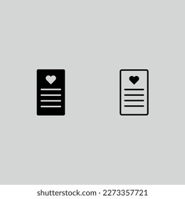 heart postcard fill and outline icon set isolated vector illustration