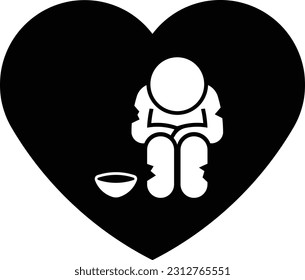 heart poverty hunger poor beggar Glyph