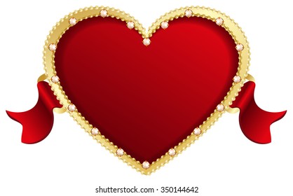 Herz in wertvollem Rahmen. Geschenk am Valentinstag. Einzelbild im Vektorillustration-Format