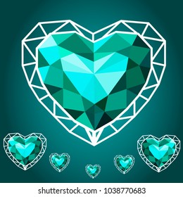Heart precious stone. Heart low poly.